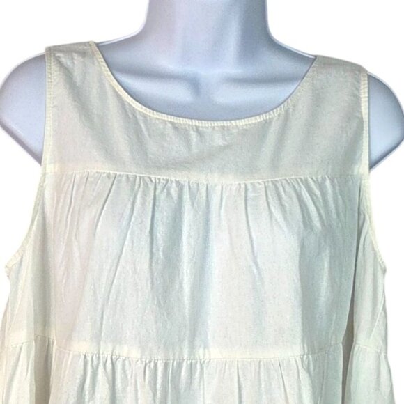 Buru Womens White Cotton Sleeveless Tiered Ruffle Top L - Picture 2 of 7